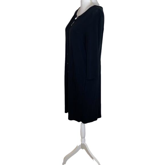 J. Jill Dress Jersey Stretch Knit Button Front Soft Midi Dress, Black, Medium P - Picture 4 of 12